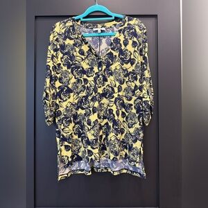 Chaus Floral Print Women's Tunic Top Size Medium